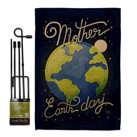 Breeze Decor Earth Day Garden Flag Set with Stand Expression Peace Support Environmental Protection House Decoration Banner Small Yard Gift Double-Sided, Made in USA