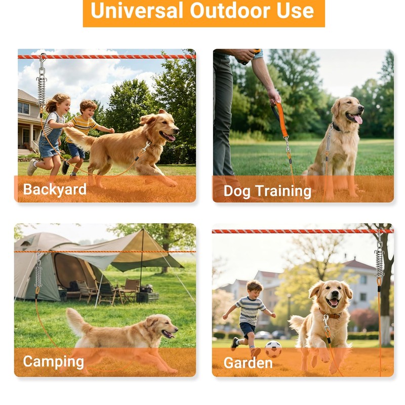 Dog Runner Trolley Cable: 50FT Heavy Duty Zipline for Yard