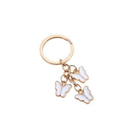Fuqimanman2020 1~3 Pcs Butterfly Charms Enameled Keychain Cute Butterfly Chain Tassel Keyring Gifts Purse Bag Accessories(White)