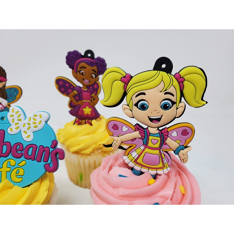 Butterbean's Cafe Cupcake Topper Set Featuring Butterbean, Dazzle, Poppy, Cricket