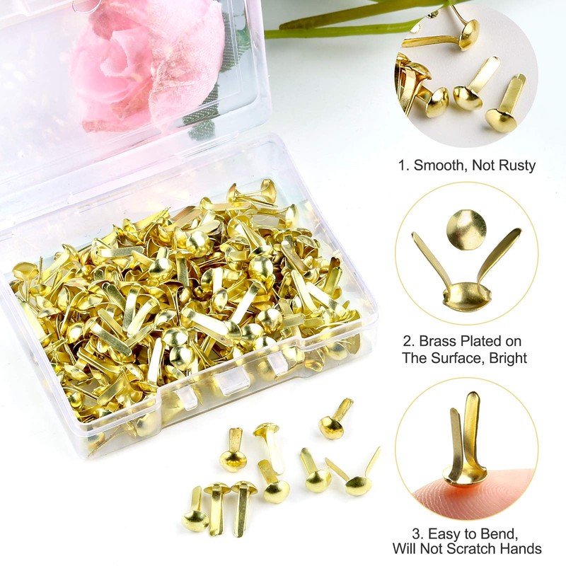 200 Pcs Split Pins, Metal Paper Fasteners Mini Brads, 4.5mm