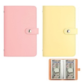 WONIONI Piggy Notebook, Set of 2, Saving File, Savings Binder, Bills, Piggy Bank, Money Sorting, Envelope Saving, Fashionable, Disaster Product, Compact Size (50 Inner Pages, 100 Cash Stackable) (Pink