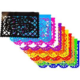 Decoracion Papel picado Día de muertos Pliegos 1/4 para Altar - Medidas 35cm de ancho x 24cm de alto - Papel china Paq. con (50 PLIEGOS)