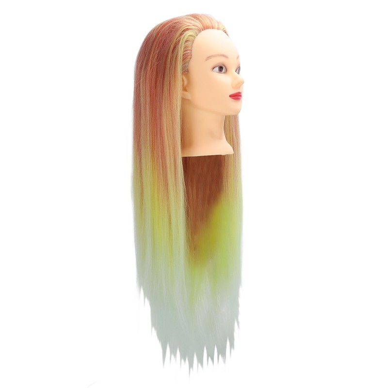 Hairdressing Mannequin Head Synthetic Braiding Hair Hairdresser Head Gradient Orange