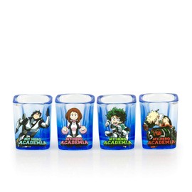 JUST FUNKY My Hero Academia Set of 4 Heros 2 oz Square Shot Glasses, from The Anime Series