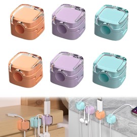 6 Pcs Mixed Colours Magnetic Cable Clips Magnetic Cable Organiser，Magnetic Cable Holder Cable Anchor for Home Desk Office Nightstand