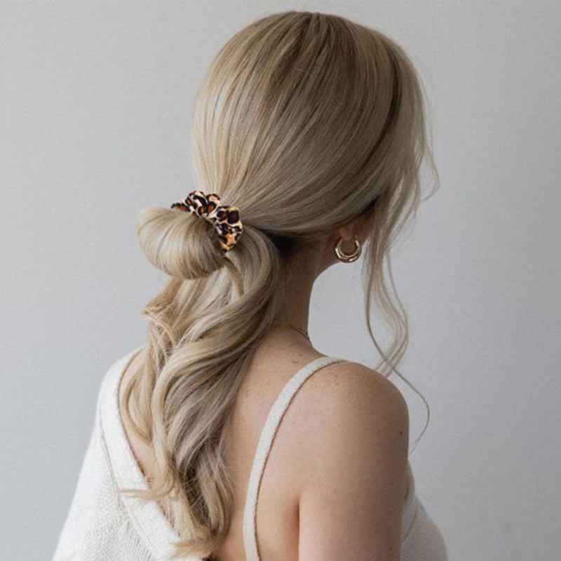 Leopard Velvet Hair Scrunchie 2 Pieces - Elastic Hair Band