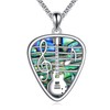 AINFQY Guitar Pick Necklace 925 Sterling Silver Abalone Shell Guitar