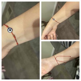 VLIEGEN 6pcs Evil Eye 7 Knot Lucky Bracelets, Kabbalah Protection Adjustable String Amulet for Women/Men/Family/Friends with Gold Bead Protection Jewelry Hand Bracelet Good Luck Gift