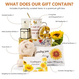 TOYIYAR Birthday Gifts for Women, Self-Care Gift Box for Women - Sunshine & Sunflower Themed Relaxation Set, Encouragement Care Package for Best Friend (Birthday/Get Well/Thinking of You)