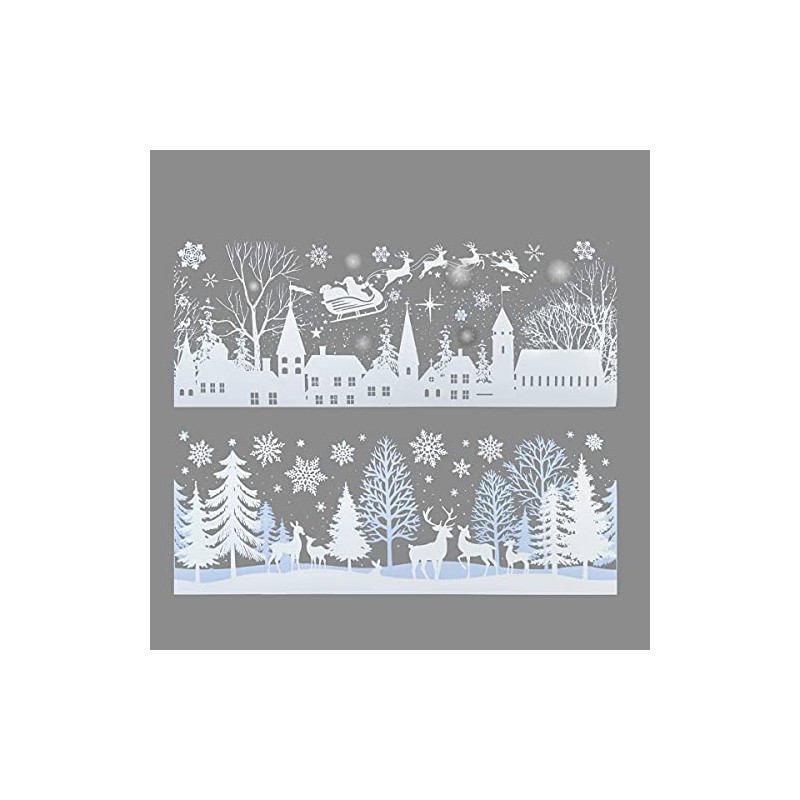 Davies Products Ltd 2 Long Snow Village Scene Window Decal