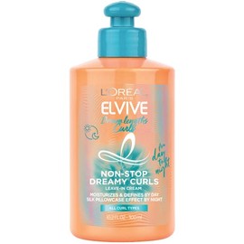 L'Oreal Paris Elvive Dream Lengths Curls Non-Stop Dreamy Curls acondicionador sin enjuague, libre de parabenos con ácido hialurónico y aceite de ricin