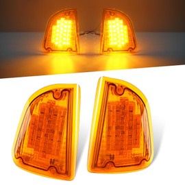JZYZQBX 1 Pair 29 Amber LED Front P/T/C Lights Assembly, Amber Lens Front LED Turn Signal Lights Parking Corner Lights, Replacement for Kenworth T600 T660 K300 T300 T330, with 1157 Plug, LH & RH