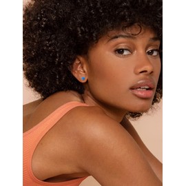 ChicSilver Round March Birthstone Stud Earrings for Women Small Gemstone Aquamarine Earrings Stud Hypoallergenic 925 Sterling Silver Cubic Zirconia Earrings for Sensitive Ear Birthday Jewelry