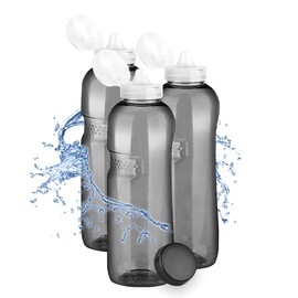 Kavodrink Tritan Water Bottle 1.0 L + Sports Lid Water Bottle Black Sports Bottle BPA Free Bottle 1000 ml Pack of 3
