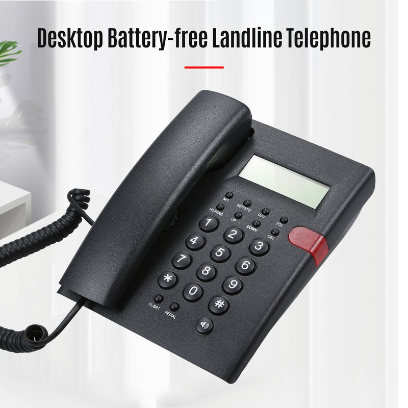 Desktop Battery-free Landline Telephone with Caller Identification Adjustable LCD Screen