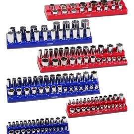 Magnetic Socket Organizer Set 8PCS Socket Trays Blue & Red for Metric SAE  Socket Organizers  Magnetic and non-magnetic:_Magnetic【 Metric system + Imperial system】Set of 6