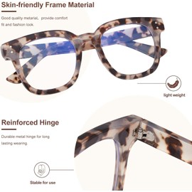 Blue Light Blocking Glasses Oversized Fashion Women’s Glasses Grey Tortoise Resin Glasses with Blue Light Protection, UV Shielding, and Face-Flattering Design