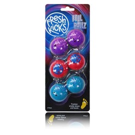 Fresh Kicks Foul Ballz (6 Pack) - Odor Deodorizer Balls for Shoes, Sneakers, Gym Bags and Lockers - Long Lasting Odor Eliminator and Air Freshener Twist Design