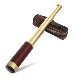 Pirate Telescope, 25 X 30 Zoomable Monocular Vintage Telescope Portable Collapsible Handheld Monocular Brass Spyglass for Bird Watching