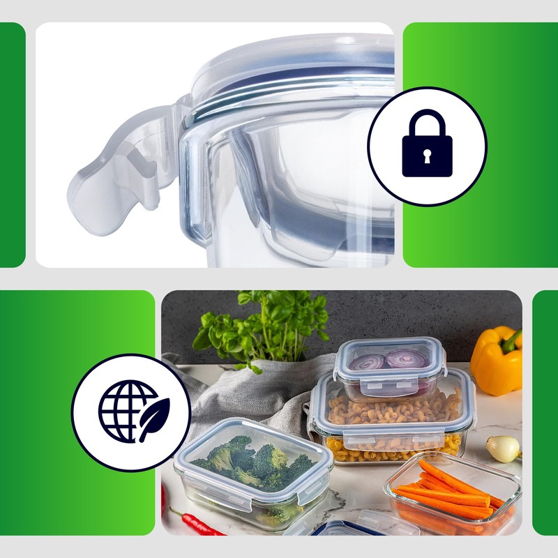 KADAX Glass Container with Lid, Food Container, Dishwasher Safe Food