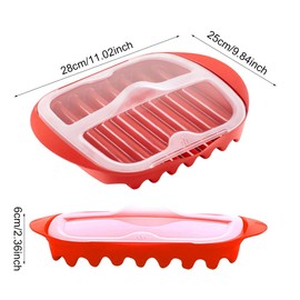 QWLWBU Microwave Bacon Tray with Splatter Lid,Microwave Bacon Cooker Make Crispy Bacons in few Minutes,Microwave Easy Bacons Maker Quick and with No Mess(Red+White,Size:11.02x9.84x2.36inch)