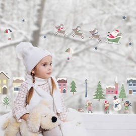 Stickerscape Christmas Santa Window Stickers (Holiday Village) | Christmas Window Decorations to Create a Winter Themed Display | Reusable, Re-positionable and Cleanly Removable