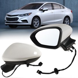 Lqito Left Driver side Mirror Fits 2016-2019 Chevy Cruze Sedan/Hatchback with Power Glass Without Heated without turn signals without Blind Spot, Match Summit White Replace GM1320541(3Pins)