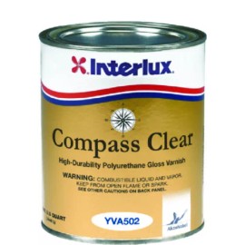 Interlux Compass Clear Varnish High gloss 1-Part Polyurethane Boat Quart YVA502
