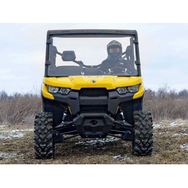 SuperATV Heavy-Duty Full Windshield for Can-Am Defender HD5 / HD8 / HD10 / MAX (See Fitment)|Standard 1/4" Thick Polycarbonate - Preinstalled Bulb Seal - Made in USA