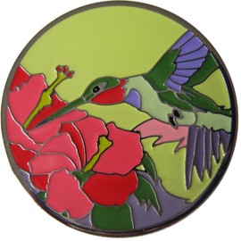 Jeweled Hibiscus Golf Ball Marker with Colorful Visitor Hat Clip