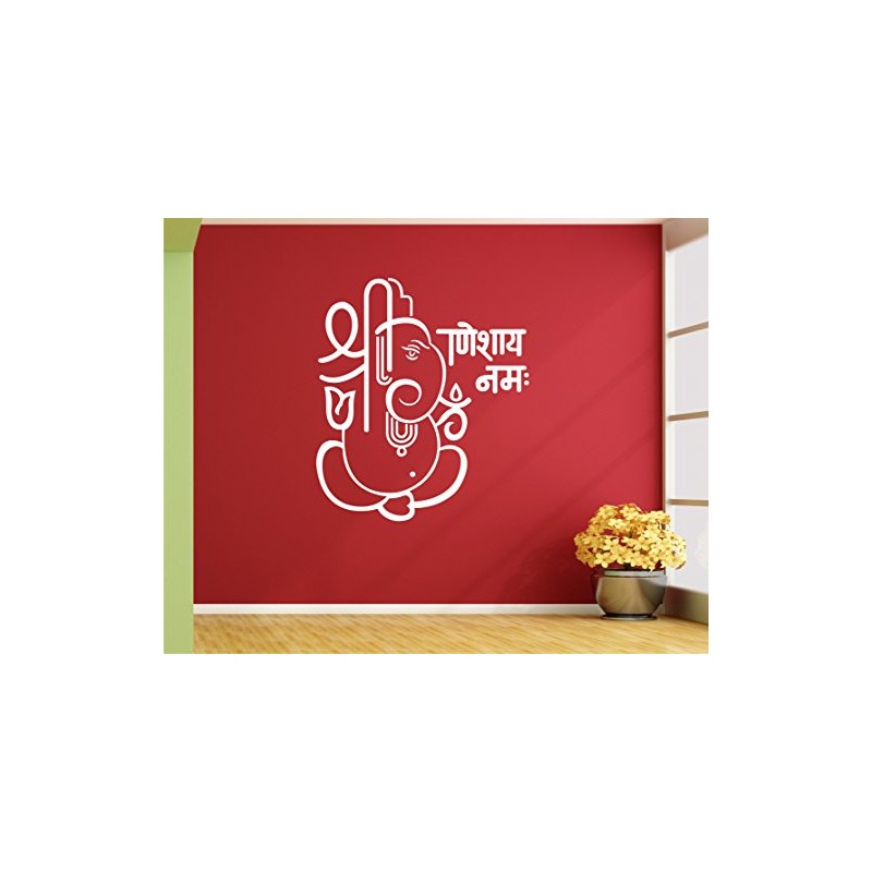 Lord Ganesha White Large Wall Sticker Size(59 67) cm