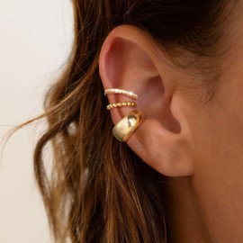 Moodear Dainty 3Pcs Ear Cuffs Non Piercing for Women - Chunky 14K Gold Plated Cubic Zirconia Ear Cuff for Women Cartilage Trendy Jewelry Gift