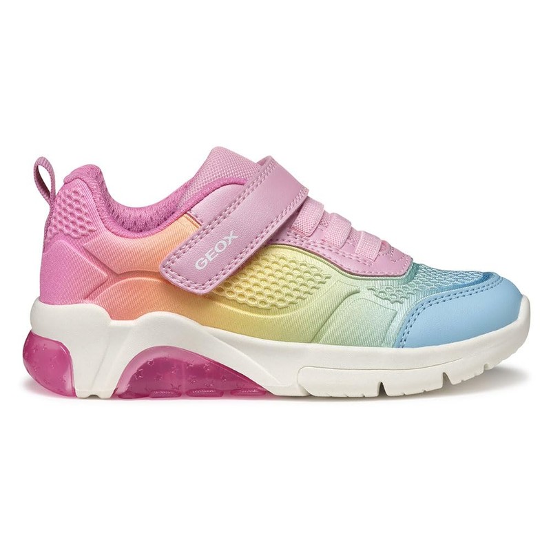 Geox Girls' J Fadinlight Girl C Trainers, Pink multi-coloured, 34