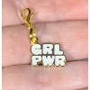 Gold Girl Power GRL PWR Charm Zipper Pull &Keychain Add