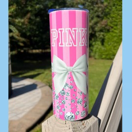 Handmade Pink VS Stainless Steel Tumbler 20 oz