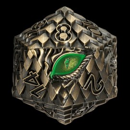 CSITORWWE Dragon Eye Scale DND Metal Dice,33mm 20 Sided Giant D20, Large Polyhedral Dice, D&D Metal Dice Set for Dungeons and Dragons, RPG, MTG & Tabletop Games(Glitter Blue with Red Eye)