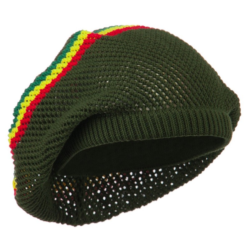 Mesh Rasta Deep Shell Beanie - Olive OSFM