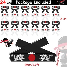 ZOIIWA 24Pcs Headbands: Japanese Sushi Chef Bandana Headwear for Karate Sports, Kitchen Cooking, Costume Party Favors for Kids, Boys, Girls, Adults