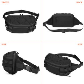 Huntvp Tactical Waist Bag Molle Belt Pack Bumbag Hip Running Bag Bum Bags for Men Women Hiking Camping Running Dog Walking Travel Outdoors (Black-XL)