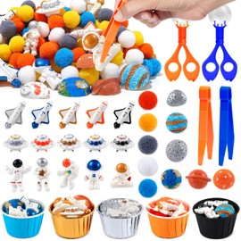 Viprest 236 Pcs Space Sensory Bin Filler The Outer Space Astronauts Sensory Bin Item Fine Motor Toys Counting Sorting Astronauts Preschool Toddler Counting Toys for Preschool Education Activities