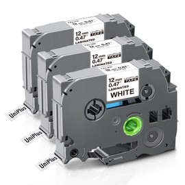 UniPlus Compatible Tze 0.47 12 mm Label Tape for Brother Tze-231 Tze231 Tz-231 TZc-231 Label Tape for Brother P-Touch H105 E100 P300BT H107B H100R H110 D210 D400VP H200 1 000 CuCuCube, black on white