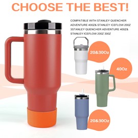 Boot for 40 oz Tumbler with Handle | Anti-Slip Bottom Bumper Silicone Sleeve | Fits 40oz Travel Tumbler | Trek Collection | Orange, 2Pcs