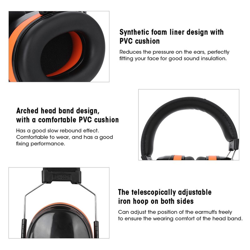 Noise Proof Earmuff Double Lining Head Ear Defender Noise Cancelling