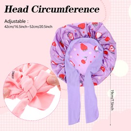 Prasacco 2 Packs Kids Satin Bonnet, Soft Sleep Cap for Curly Hair Silk Bonnet for Kids Sleeping Adjustable Baby Bonnet Satin Bonnet Hair Wrap Elasticated Band for Girls Boys Child Toddler(Purple+Pink)