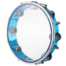 Mulucky Hand Held Tambourine Drum 10-inch Bell Metal Jingles Percussion Drum Instrument for Party Games, Blue