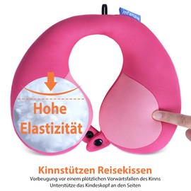 INFANZIA Kids Neck Pillow Chin Support Travel Pillow, U-shaped Neck Pillow in Car Seat for Plane or Train, Gifts for Kids (Pink)