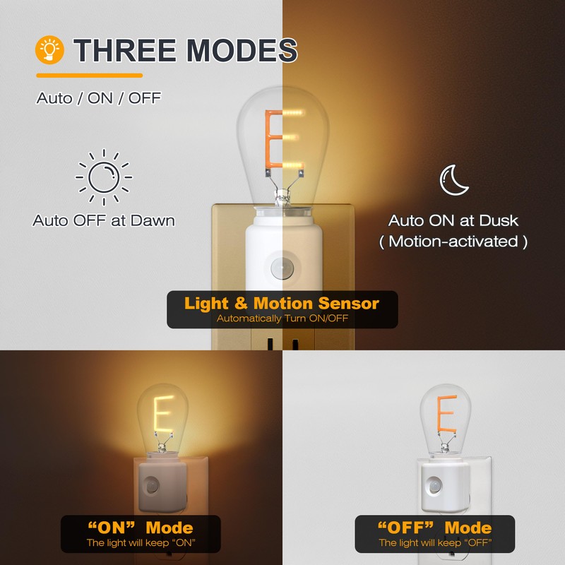 LUMILECT LED Motion Sensor Night Light, Plug-in, Dusk-to-Dawn Sensor, E-Type