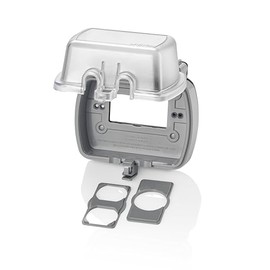 Leviton Weatherproof Outlet Box, Extra Duty 1-Gang While-In-Use Cover Includes Inserts for Single, Duplex and Decora/GFCI Receptacles, Vertical Mount, Plastic Enclosure, 5980-UCL, Clear