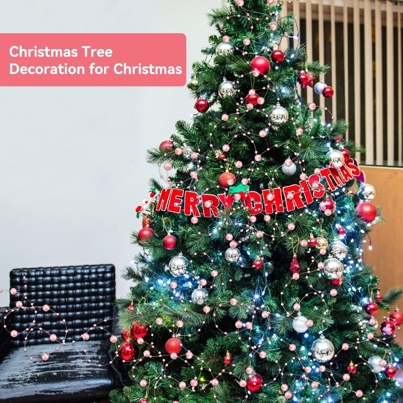 HERCHR Pearl Garland Pink 10 m Table Decoration Wedding, Pearl